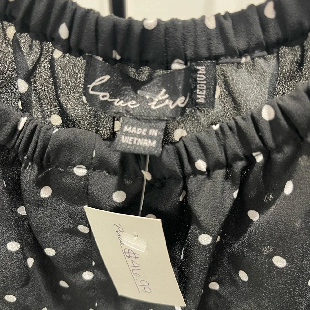 🛑 Love Tree Black Sheer Top with White Dots - Picture 3 of 3